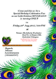 an image of peacock feathers on the front of a flyer for a birthday party or baby shower