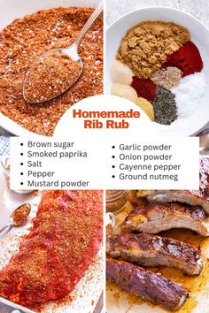 This homemade rib rub recipe will instantly elevate the taste of pork or beef ribs. Sure, you can use just salt and pepper, but this mix will make for the best finger-licking bites. Quickly measure and mix up a batch to generously coat your next rack of ribs. Ribs Marinade Recipe, Bbq Rib Rub, Rib Rub Recipe, Ribs Seasoning, Bbq Recipes Ribs, Dry Rub Recipes, Rib Rub, Homemade Sauce Recipes