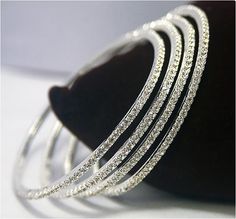 Round Diamond White Gold 14K Women Bangle Fine Jewelry 2 Carats White Gold Diamond Bracelet, Bracelets Diamond, The Bling Ring, White Gold Bangle, Diamond Bangles, Diamond Earrings Studs Round, Designer Diamond Jewellery, Womens Bangles, Glass Bangles