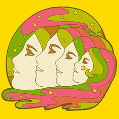 an image of three women with stars on their heads in the shape of a circle