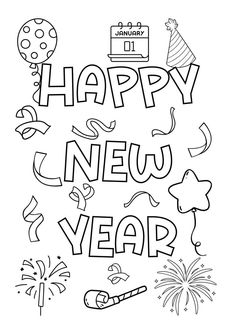 new year colouring activity for kids Coloring Sheets For Kids, New Year's, Coloring Pages For Kids, Fun Activities