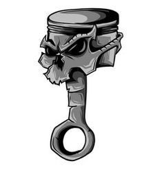 a skull with a wrench on it's back is depicted in this illustration