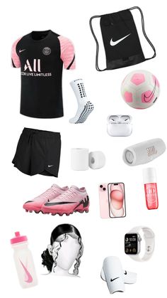 the contents of a soccer uniform are shown in this image