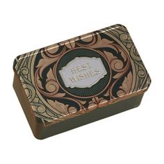 a small tin box with the words best wishes on it