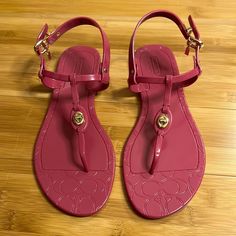 Brand New Without Box Gold Hardware Beautiful Color! Coach Shoes, Thong Sandals, Pink Gold, Women's Shoes Sandals, Gold Hardware, Pink And Gold, Beautiful Colors, Shoes Sandals, Women Shoes