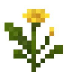 an image of a pixelated flower with yellow flowers in the middle and green stems