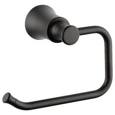 an image of a black towel ring on a white background, with the handle extended