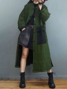 Accessory: No Overview: (1)Cotton Linen+ Cotton Lining Fit &Sizing: Non- Stretchable #coat #puffercoat #overcoat #Chinesecoat Kimono Design, Calf Sleeve, Linen Cardigan, Dark Coffee, Winter Outerwear, Plus Size Coats, Quilted Coat, Vintage Buttons, Linen Clothes