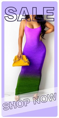 Purple Sexy Gradual Change Print Backless Spaghetti Strap Sleeveless Dress Wholesale Fashion, Dresses Online, Spaghetti Strap, Sleeveless Dress, Spaghetti, Bodycon Dress, Shop Now, Purple