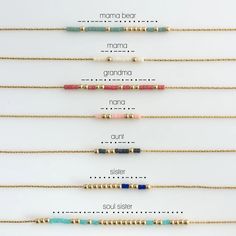 Morse Code Necklace Dainty Necklace With Tiny Beads Morse | Etsy Dainty Gold Beads For Gifts, Minimalist Colorful Beaded Jewelry For Gifts, Adjustable Gold Beaded Necklaces, Morse Code Jewelry, Morse Code Necklace, Tiny Beads, Morse Code Bracelet, Beads Bracelet Design, Morse Code