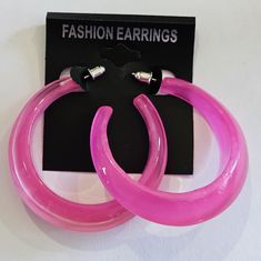 Nwt, Fashion Hoop Earrings That Are Bright Pink And Very Large!!! They Measure 2" Long And .5" Wide At Its Widest Point. They Have Normal Tubular Push On Backs. I Ship Fast And Bundle When Asked. Comes From A Smoke Free Home. Please Contact Me With Any Questions. Trendy Pink Round Hoop Earrings, Trendy Plastic Hoop Earrings, Trendy Small Hoop Plastic Earrings, Modern Pink Hoop Earrings, Pink Hoop Earrings, Acrylic Earrings, Bright Pink, Pink Ladies, Silver Jewelry