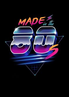 the logo for made in the 80's, with neon colors and an abstract design