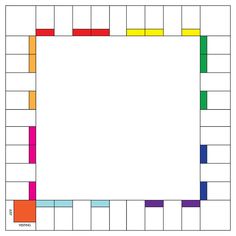 a square frame made up of squares and rectangles with different colors on the edges