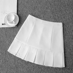 Lasaky - Academy Chic Slim-Fit Pencil Skirt with Pleated Hemline High-waist Tennis Skirt For School In Spring, High Waist Tennis Skirt For Spring School Season, High Waist Tennis Skirt For School In Spring, White Cotton Pencil Skirt For Summer, Solid Mini Length Pencil Skirt For Summer, Solid Mini Pencil Skirt For Summer, White Summer Workwear Skort, White Skort For Summer Workwear, Solid Mini Skirt For Summer Workwear