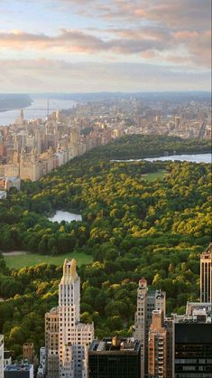 an aerial view of new york city and central park