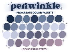 the color palette is shown in shades of blue, purple and grey with stars on them