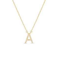 Suzy Levian 14K Yellow Gold .10ctw Diamond Letter Initial Necklace Suzy Levian believes that, together, we can inspire the world to appreciate the diamonds in ourselves. That notion inspires this initial necklace, a modern statement piece featuring a block letter drop that shines with hand-set diamonds. Perfect for letting someone special know that you're thinking of them. And a sweet gift to give yourself, too.         Approx. 18"L x 0.19"W     Stamped 14K yellow gold; polished finish      Cabl Adjustable Yellow Gold Initial Pendant Jewelry, Yellow Gold Initial Pendant With Gemstone, 14k Yellow Gold Initial Pendant Charm, Yellow Gold Cubic Zirconia Initial Pendant, Yellow Gold Initial Pendant With Hallmarks, Diamond Initial Necklace, Perfect Gif, Color Bands, Gold Stone