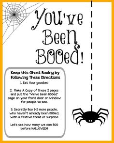 a spider web page with the text, you've been booed keep this great body by following these instructions