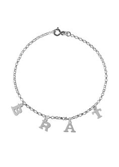 BRAT Sterling Silver Anklet – Jewel Cult Goth Stuff, Bunny Stuff, Egirl Aesthetic, Claw Earrings, Beaded Rosary, Small Letter, Hippie Aesthetic, Silver Anklet, Sterling Silver Anklet