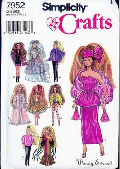 an image of dolls in different outfits on the cover of a sewing pattern for children's clothing