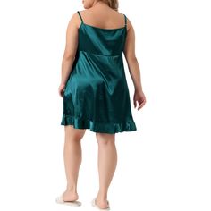 This Nightgown for women is made of soft satin and floral lace, which is smooth, stretchy, and lightweight to wear. Especially the satin, carefully selected by us, is extremely soft and comfortable. This women's pajamas features an exquisite V-neck strapless backless design to highlight your charm and make you look beautiful at home! The nightgown is slightly tightened at the chest, making the waist slimmer, and the nightgown droops naturally, making it elegant and cute. Sleeveless Satin Slip Dress For Night, Fitted Satin Nightgown For Pajama Party, Sleeveless Satin Slip Dress For Sleep, Sleeveless Satin Dress For Sleepover, Satin Dress For Bedtime, Sleeveless Satin Nightgown For Loungewear, Sleeveless Satin Nightgown In Solid Color, Sleeveless Satin Nightgown For Sleepover, Sleeveless Satin Slip For Night