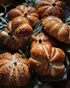 freshly baked breads with sage leaves and sprigs on the side, ready to be eaten