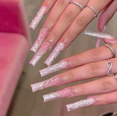 Nail Inspo Extra, Shiny Nails Designs, Mickey Nails, Nails Extra, Retro Nails, Spring Acrylic Nails, Simple Acrylic Nails, Long Acrylic Nails Coffin, Unique Acrylic Nails