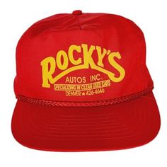 Vintage 80s Nissin Red "Rocky's Autos Inc Specializing In Clean Used Cars Denver" Mechanic Shop Hat, Rope, Flat Bill, Trucker Hat, New Never Used, Nos, *Please Note Colors May Vary On Different Devices. *All Items Are Videotaped Prior To Being Shipped For Quality Assurance. Keywords: Vintage, 80s, Bold, Colorful, Bright, Streetwear, Street Fashion, Trendy, Mechanic, Dadcore, Grandpacore, Grandpa, Trailerparkcore, Nos, Deadstock, Nwot, Braided Rope, Flat Bill, Trucker Hat, Autos, Cars, Racing, Ra Vintage Red Summer Hat, Retro Red Trucker Hat, Vintage Trucker Hat For Summer, Retro Red Snapback Trucker Hat, Vintage Yellow Snapback Trucker Hat, Red Vintage Hats, Yellow Retro Trucker Hat, Retro Yellow Trucker Hat, Retro Red Cap