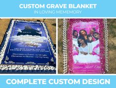 custom grave blanket in loving memory with photo and name on it for your loved one