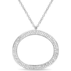 Roman & Jules 14K White Gold Oval Diamond Pave Necklace - 0.27 Carat Total Diamond Weight White Diamond Jewelry, Pave Necklace, Diamond Birthstone, White Gold Chains, Pave Setting, Elegant Necklaces, Metal Necklaces, Oval Diamond, Sparkle Diamonds