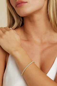 Your new go-to staple for effortless elegance. This crystal gold bracelet can be worn alone as a statement piece or stacked with your other favorite bracelets for a more casual look. Pearl Veil, Veil Headpiece, Tennis Bracelet, Everyday Jewelry, Bracelets And Charms, Shop Necklaces, Jewelry Sales, Necklaces Bracelets, Headpiece