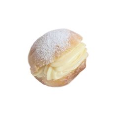 a pastry with icing and powdered sugar on it