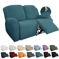 PRICES MAY VARY. Fabric with New Pattern: YEMYHOM recliner cover is crafted from 85% Polyester and 15% Spandex jacquard material, soft and skin-friendly to touch, breathable and comfortable when you sit on, durable and wear-resistant during your usage. The high quality loveseat recliner cover is designed with 0.6 by 0.6 inches upgraded large checks that would be an eye catching for your guests in your home【Update Design：Cover Full Back of Recliner Now】 Perfect Fit：This 6 pieces recliner sofa cov Recliner Sofa Cover, Loveseat Recliners, Loveseat Covers, Recliner Couch, Cover Couch, Recliner Cover, Recliner Slipcover, Loveseat Slipcovers, Couch And Loveseat