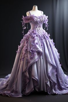 Fictional Dresses, Floral Sweet 16, 16 Outfits, Dream Items, Accessible Bathroom, Pretty Quinceanera Dresses, Fashion Fantasy, Stunning Prom Dresses, Fantasy Dresses