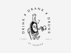 a black and white drawing of a bottle of drink