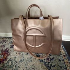 Telfar Large Tote, Rose Gold, Never Used, Includes Dust Bag. Chic Rose Gold Bag, Telfar Bags, Rose Gold Color, Large Tote, Womens Tote Bags, Gold Color, Dust Bag, Purse, Rose Gold