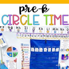 a bulletin board with the words pre - k circle time on it and an image of a