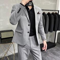 Suit Gray Men, Blazer Grey Men, Suits Types For Men, Black And Grey Wedding Suit, Grey Formal Suit Men, Best Blazer For Men, Grey Suit Men Casual, Men Gray Suit Outfit, Dark Gray Suits For Men