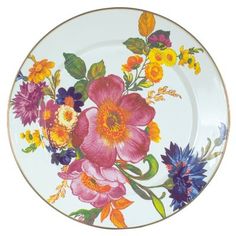 a plate with flowers painted on it