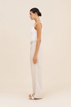 PRESLEY TROUSER - NATURAL – THE POSSE US Linen Yarn, Jumpsuit Jacket, Wide Legs, Natural Linen, Designer Collection, Welt Pocket, Trousers Women, A Line Skirts, Jumpsuit Dress