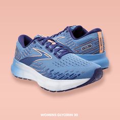 Kickstart your fall with one of our Best Sellers, the Brooks Glycerin 20! This stylish go-to road shoe features super-soft cushioning and unstoppable support. The 3D printed upper provides strategic stretch and great structure making it a comfortable fit for those with bunions. Available online and in-store! Featured Product: Brooks Women's Glycerin 20 (Blue/White) #LuckyFeetShoes #Brooks Brooks Glycerin, Metallic Accents, Brooks Sneaker, Color Combination, Comfortable Fashion, 3d Printed, Color Combinations, Best Sellers, Sale Items