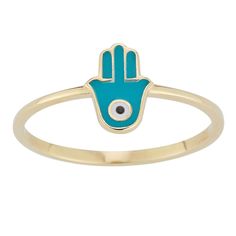 This LUMINOR GOLD hamsa ring features a trendy turquoise enamel detail. This LUMINOR GOLD hamsa ring features a trendy turquoise enamel detail.  Width: 1 mm Metal: 14k gold Finish: polished Packaging: velvety pouch Size: 8. Color: Yellow. Gender: unisex. Age Group: adult. Hamsa Ring, Gold Hamsa, Stackable Ring, Stackable Rings, Gold Finish, Gender Female, Jewelry Watches, Age Group, Jewelry Rings