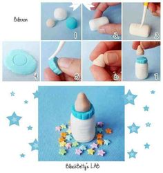 instructions on how to make a baby's crayon bottle with stars and confetti