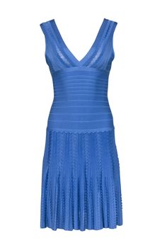 Current Boutique-Herve Leger - Cornflower Blue Bandage Sleeveless Flared Bottom Dress Sz XS Fitted Blue Bandage Dress, Blue Bandage Bodycon Dress, Elegant Blue Sleeveless Bandage Dress, Sleeveless Blue Bandage Dress For Evening, Sleeveless Blue Bodycon Bandage Dress, Blue Sleeveless Bodycon Bandage Dress, Luxe Dress, Dinner Room, Herve Leger