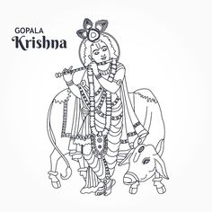 golpa krishna coloring page with an image of the god and cow