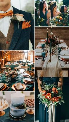 a collage of different wedding colors and details