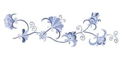 an image of blue flowers with swirls on white wall decals in the shape of hearts