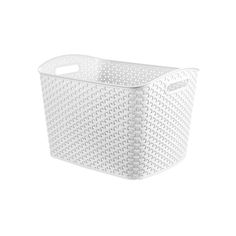 a white plastic basket on a white background