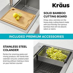 the instructions for how to use a cutting board in a kitchen counter top or sink