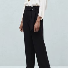 Mango Belt Straight-Fit Trousers Size 6 Mango Pants, Fitted Trousers, Pant Jumpsuit, Mango, Pants For Women, Jumpsuit, Trousers, Size 6, Pants